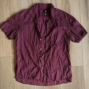 H&M Men's Maroon Polka Dot Shirt